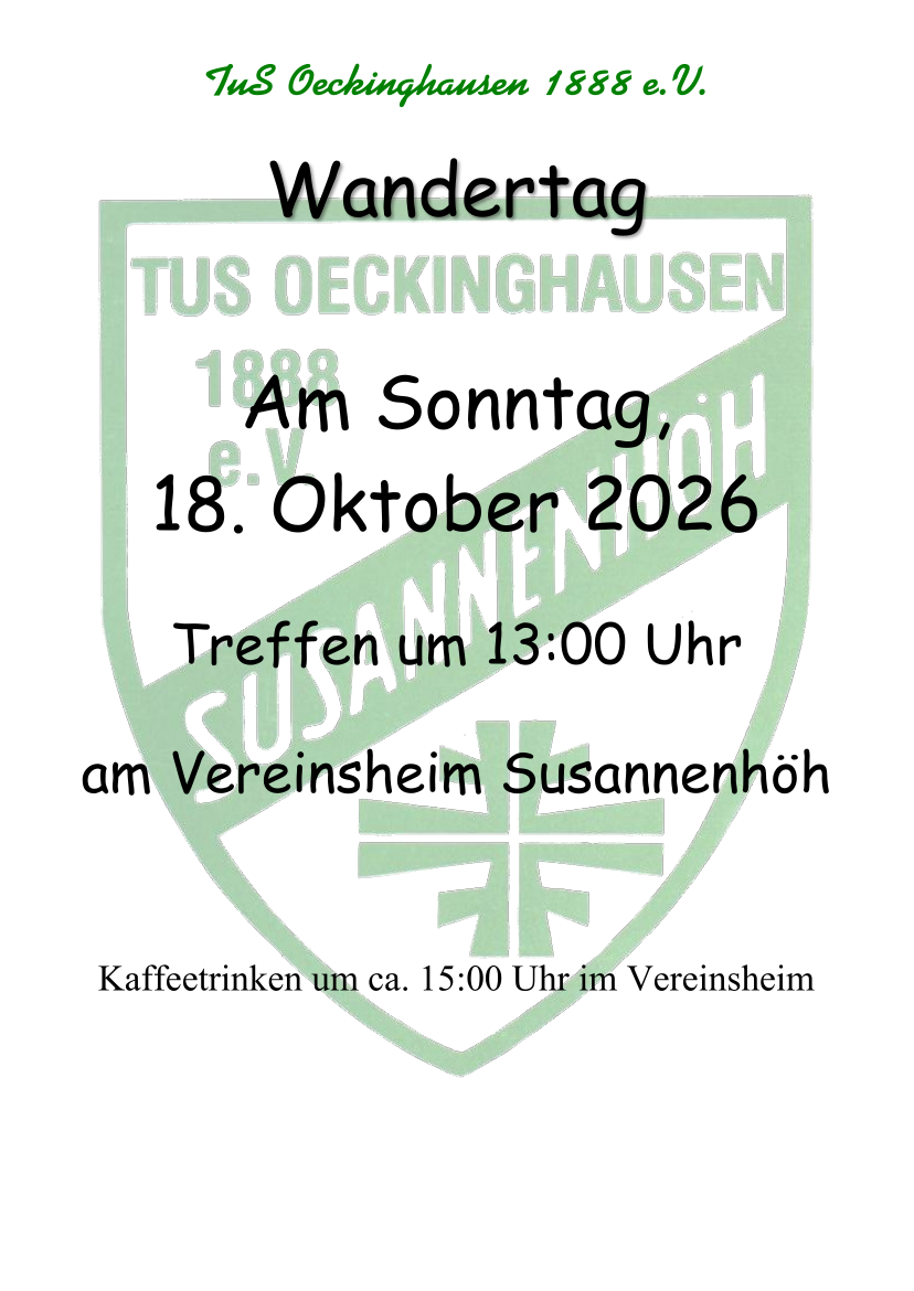 Wandertag, 18. Oktober 2026